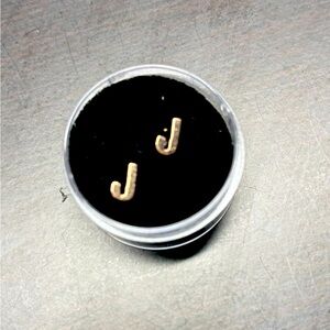 14k Rose gold J initial studs